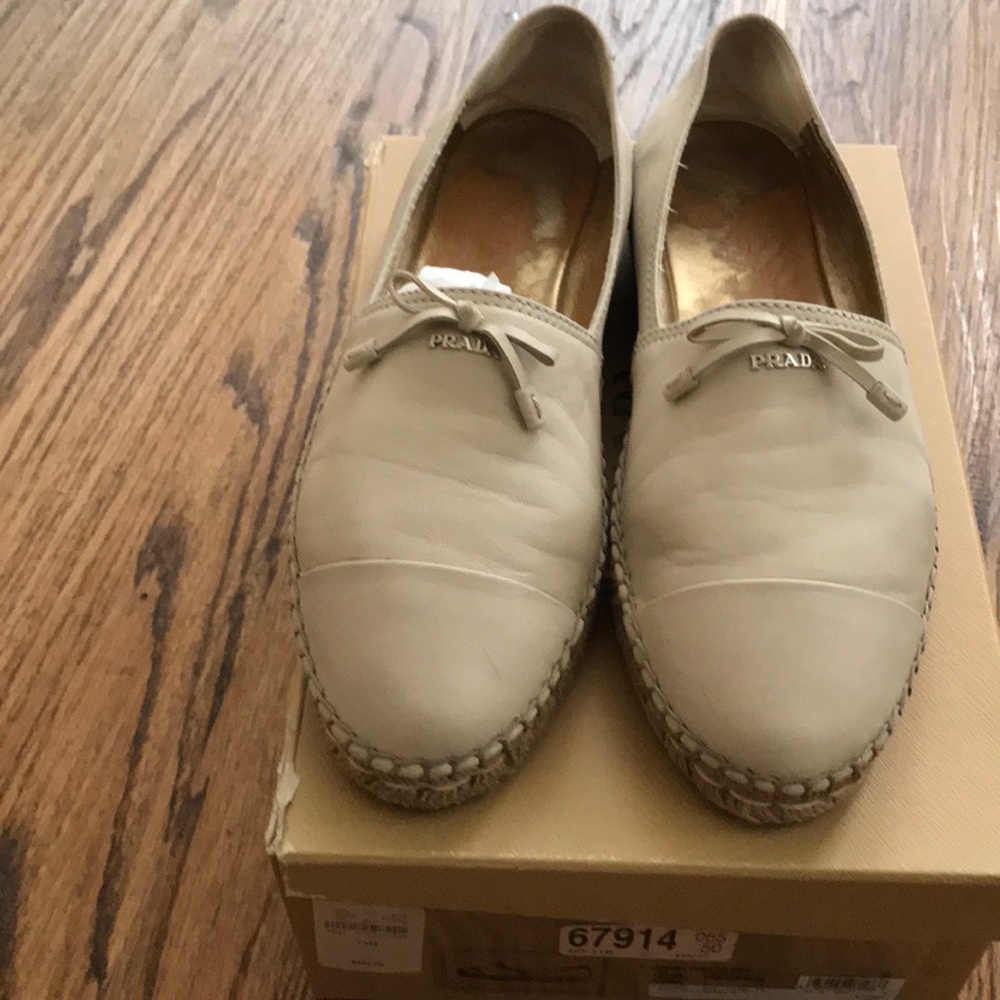Prada Beige Espadrille Flats